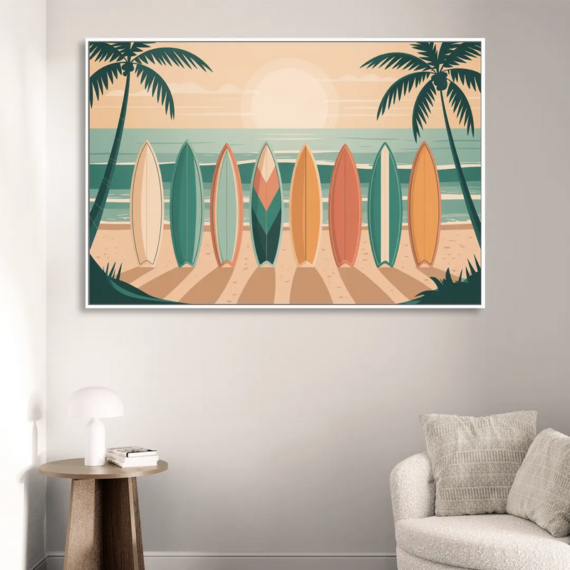 Sayulita Surfboards Living Room - White Canvas Wall Art