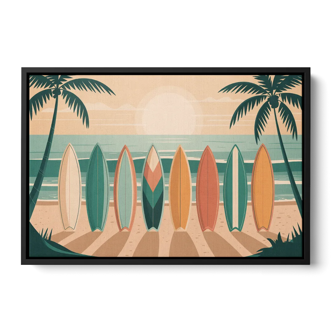 Sayulita Surfboards Front - Black Canvas Wall Art