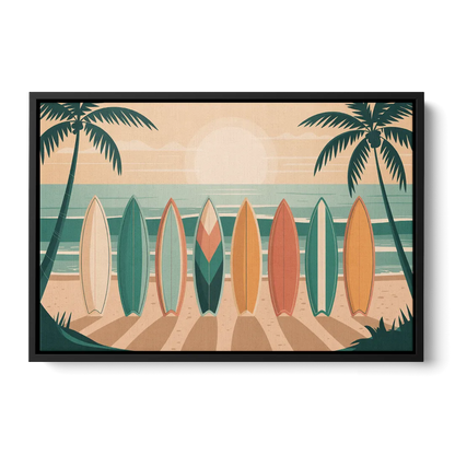 Sayulita Surfboards Front - Black Canvas Wall Art