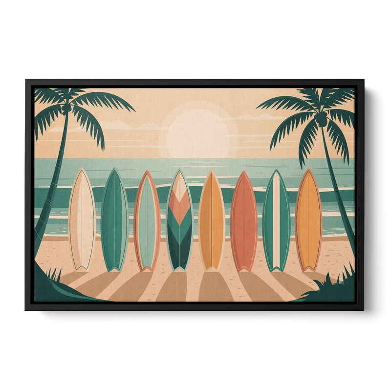 Sayulita Surfboards Front - Black Canvas Wall Art