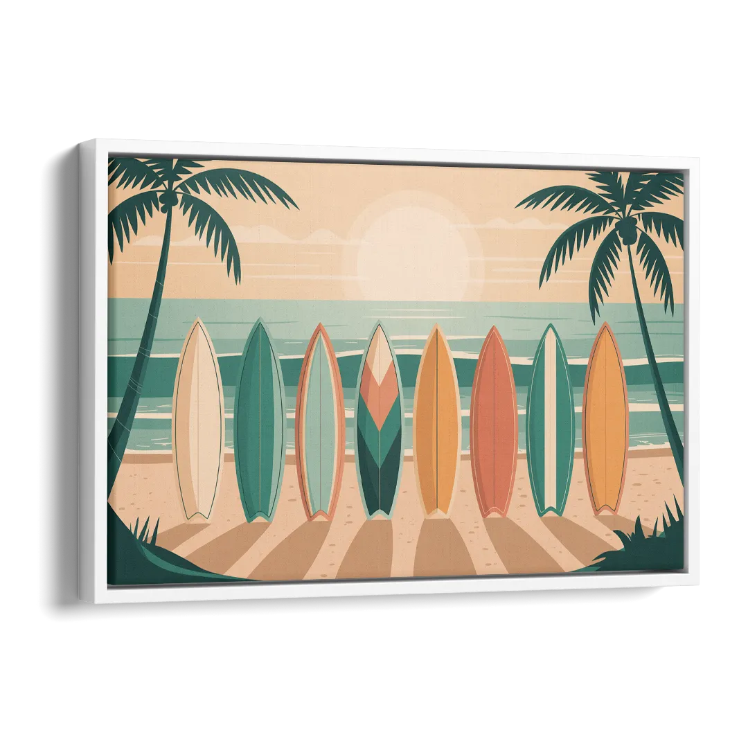 Sayulita Surfboards Side - White Canvas Wall Art