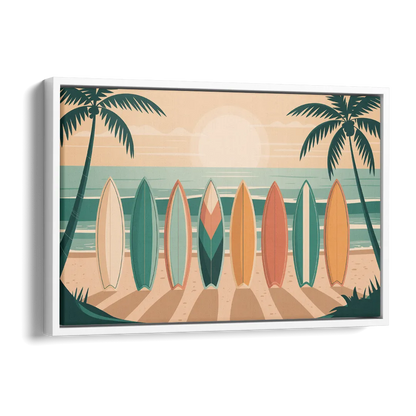 Sayulita Surfboards Side - White Canvas Wall Art