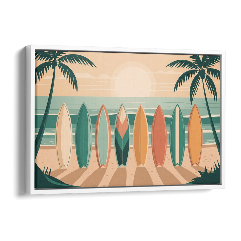 Sayulita Surfboards Side - White Canvas Wall Art