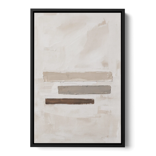 Scandinavian Abstract Art of Birch, Ash and Walnut Bars - Black Framed Canvas Wall Art - Front