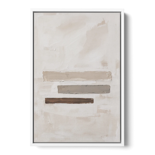 Scandinavian Abstract Art of Birch, Ash and Walnut Bars - White Framed Canvas Wall Art - Front