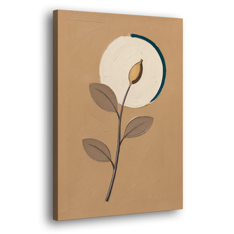Scandinavian Abstract Wall Art Seed Pod and Cream Moon - Canvas Wall Art - Side