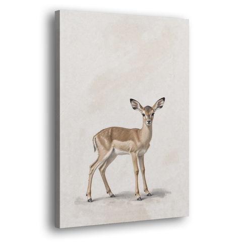 Scandinavian Nursery Wall Art of an Alert Impala Fawn - Canvas Wall Art - Side