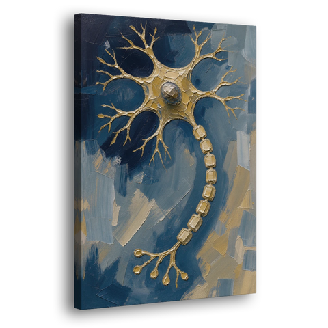 Science Wall Art of a Golden Nerve Cell - Canvas Wall Art - Side