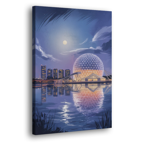 Science World at Night - Canvas Wall Art - Side