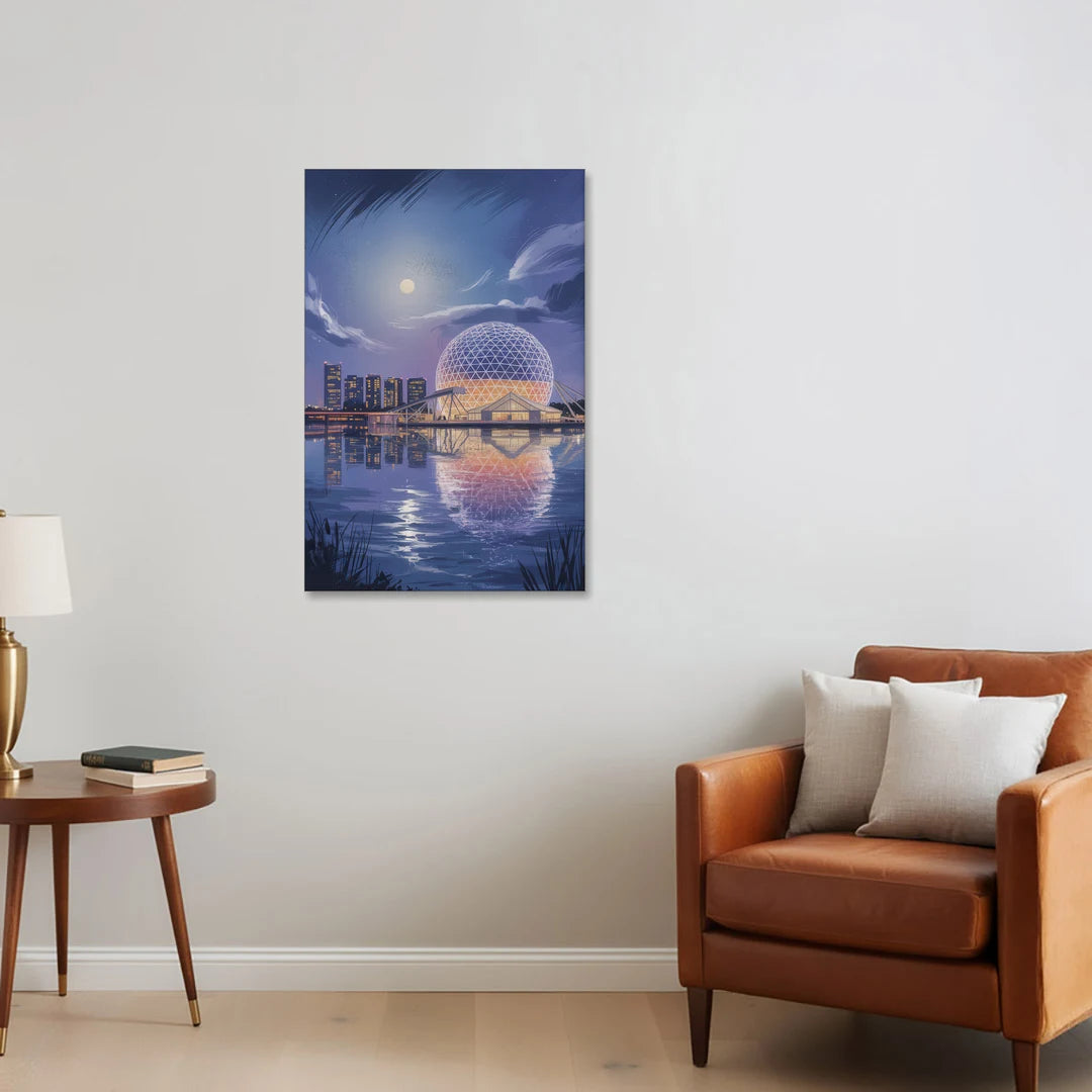 Science World at Night - Canvas Wall Art - Sofa - 24x36