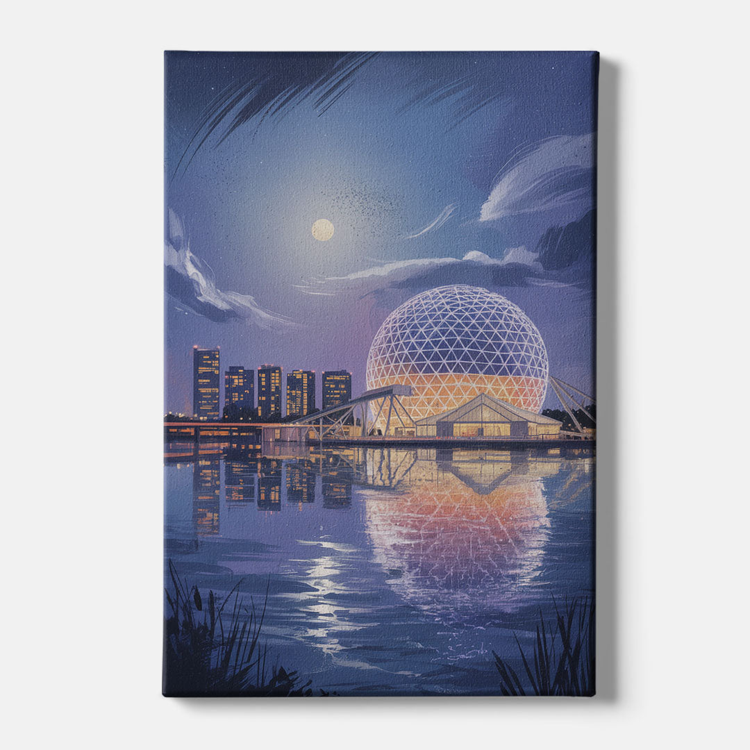 Science World at Night - Canvas Wall Art