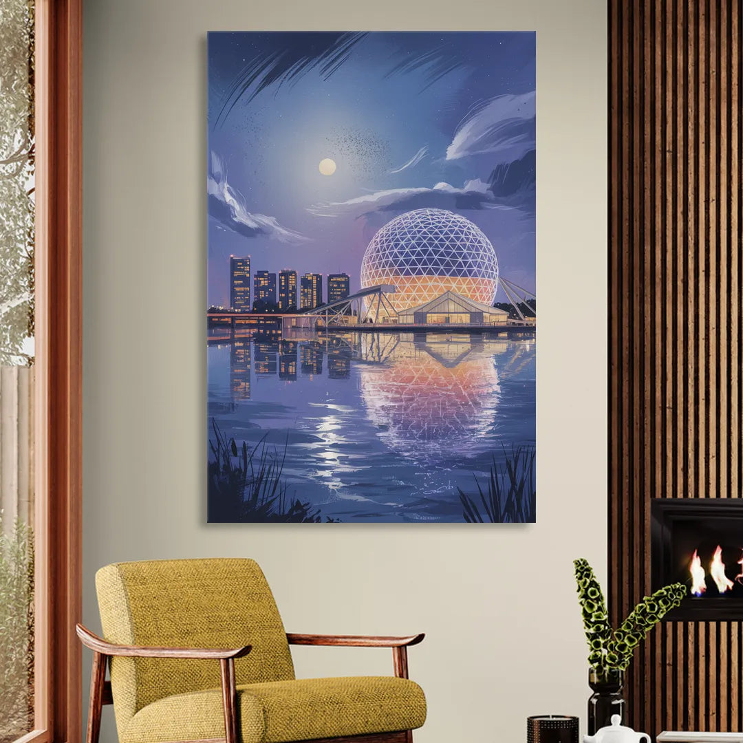 Science World at Night Living Room - Canvas Wall Art