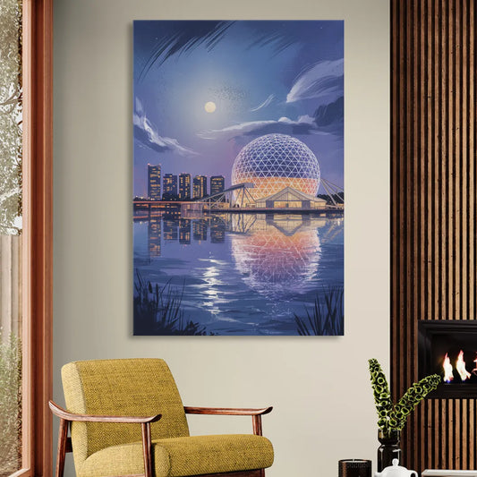 Science World at Night Living Room - Canvas Wall Art