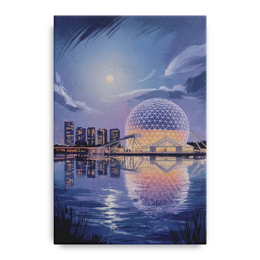 Science World at Night Front - Canvas Wall Art