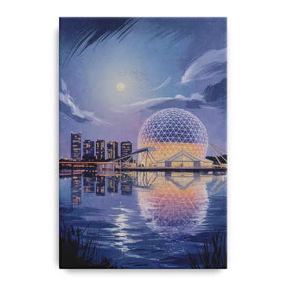 Science World at Night Front - Canvas Wall Art