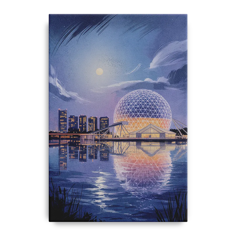 Science World at Night Front - Canvas Wall Art