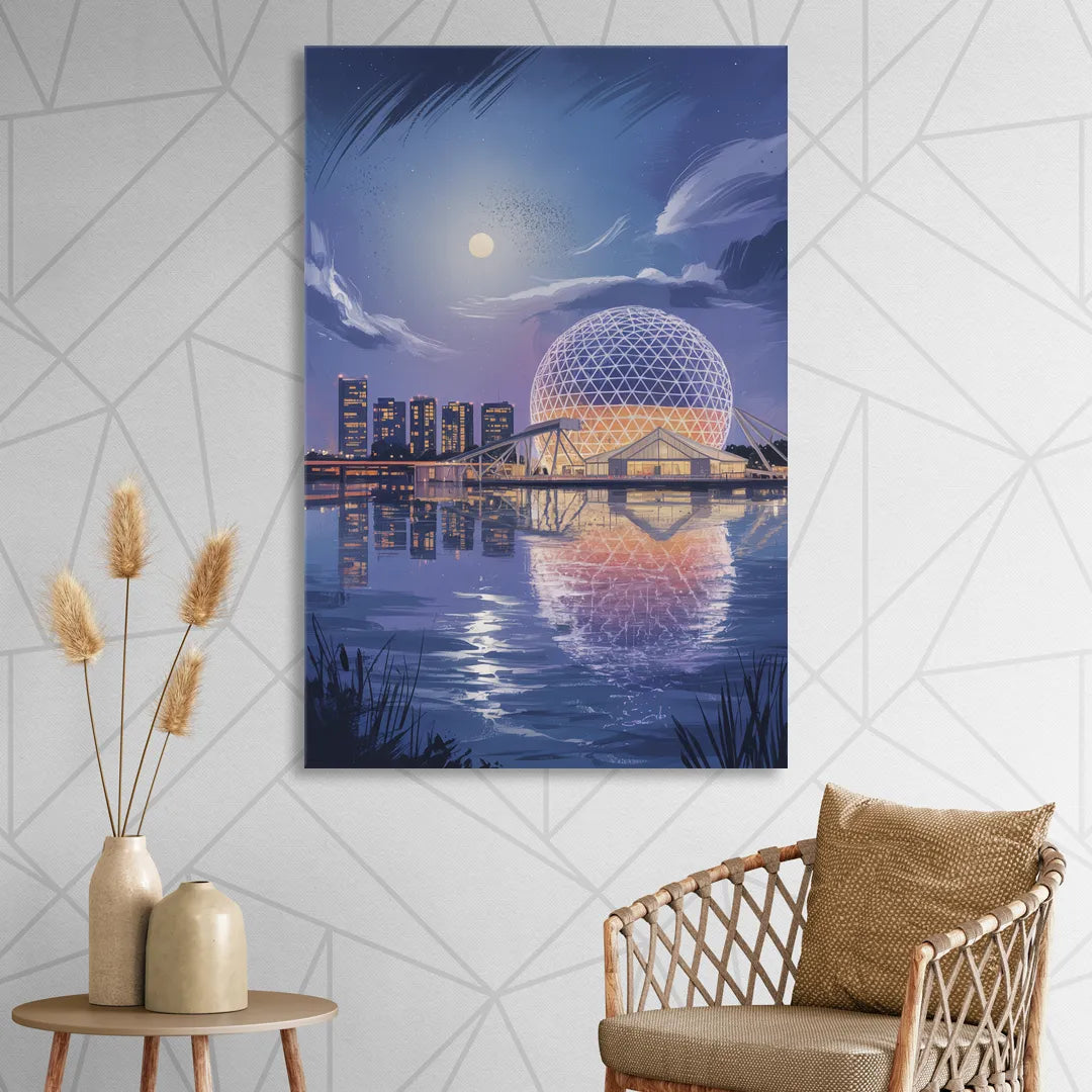 Science World at Night Sitting Room - Canvas Wall Art
