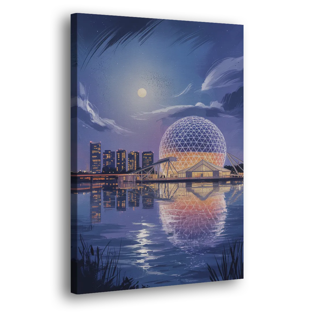 Science World at Night Side - Canvas Wall Art