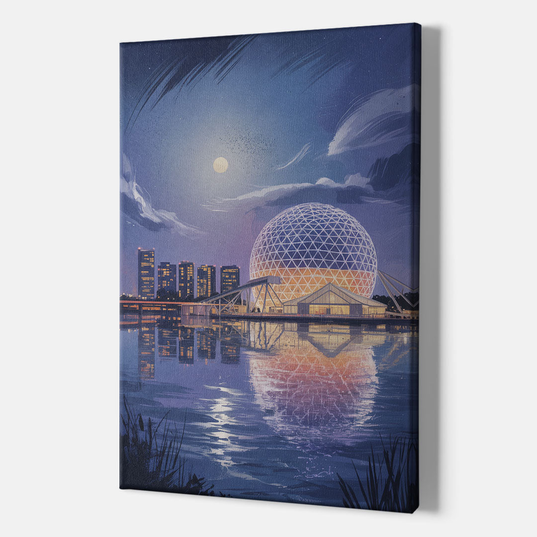 Science World at Night - Canvas Print Art Sides