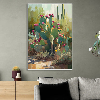 Scottsdale Cactus Bloom Sitting Room - White Canvas Wall Art