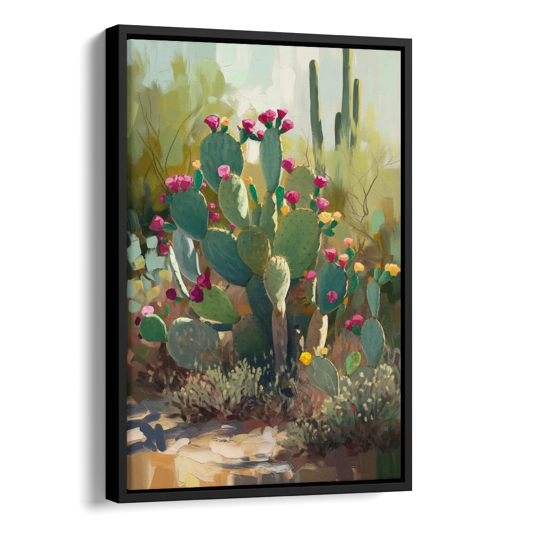 Scottsdale Cactus Bloom Side - Black Canvas Wall Art