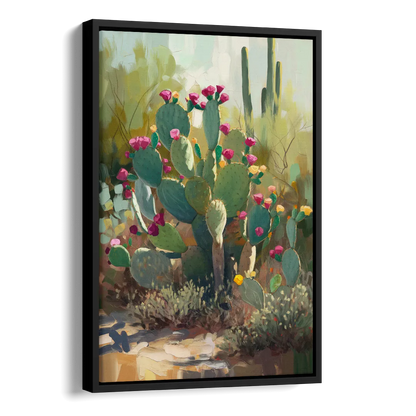 Scottsdale Cactus Bloom Side - Black Canvas Wall Art
