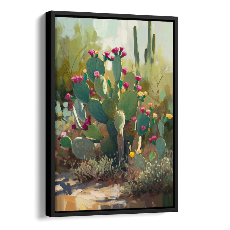 Scottsdale Cactus Bloom Side - Black Canvas Wall Art
