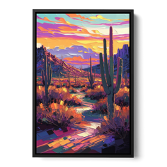 Scottsdale Desert Sunset - Black Framed Canvas Wall Art - Front