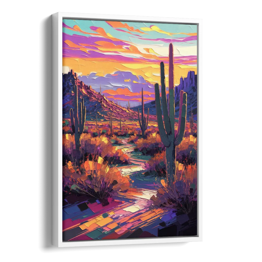 Scottsdale Desert Sunset Side - White Canvas Wall Art