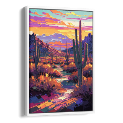 Scottsdale Desert Sunset Side - White Canvas Wall Art