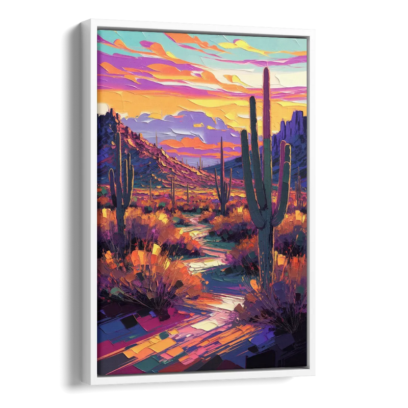 Scottsdale Desert Sunset Side - White Canvas Wall Art