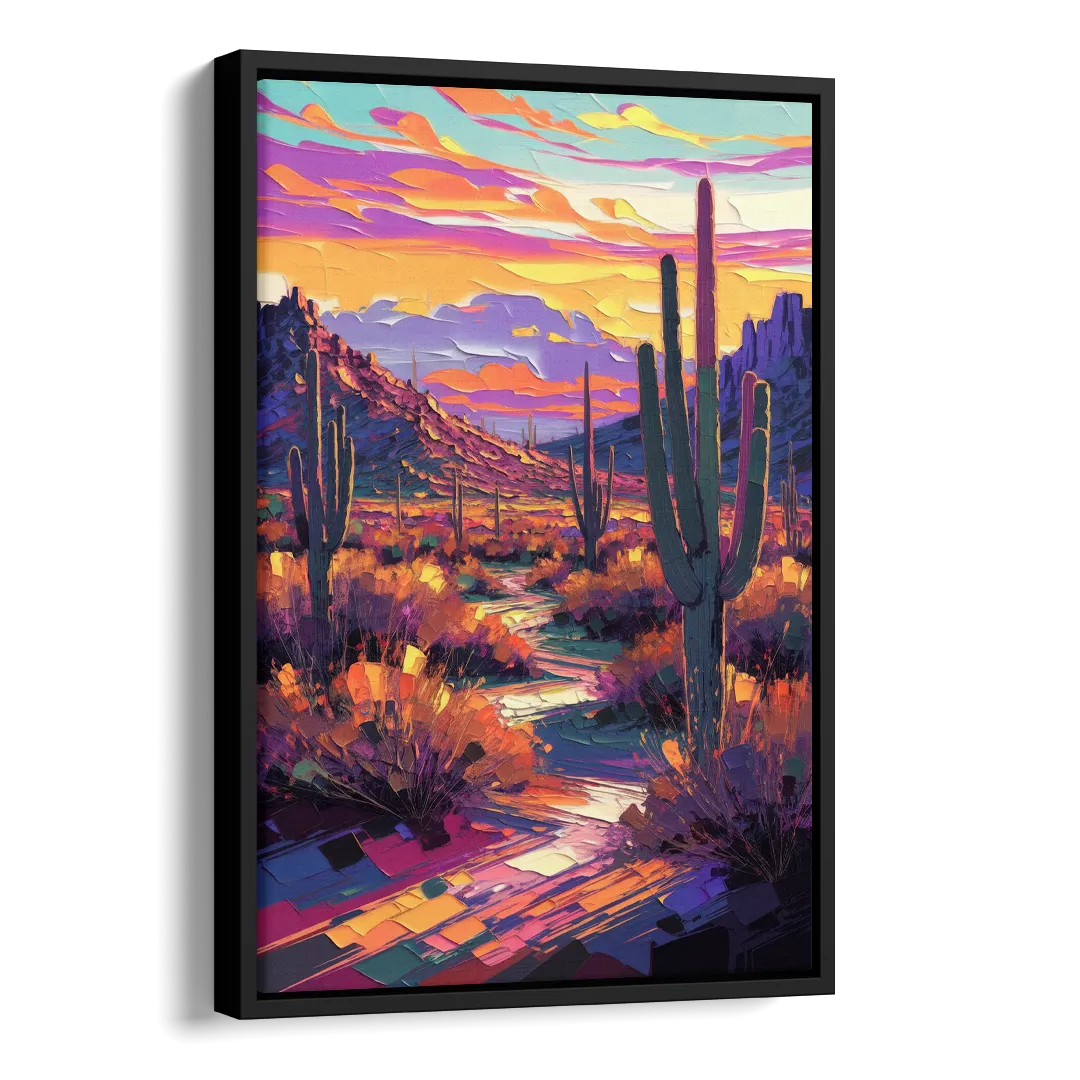 Scottsdale Desert Sunset Side - Black Canvas Wall Art