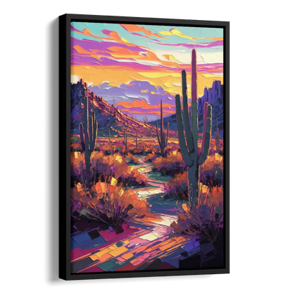 Scottsdale Desert Sunset Side - Black Canvas Wall Art