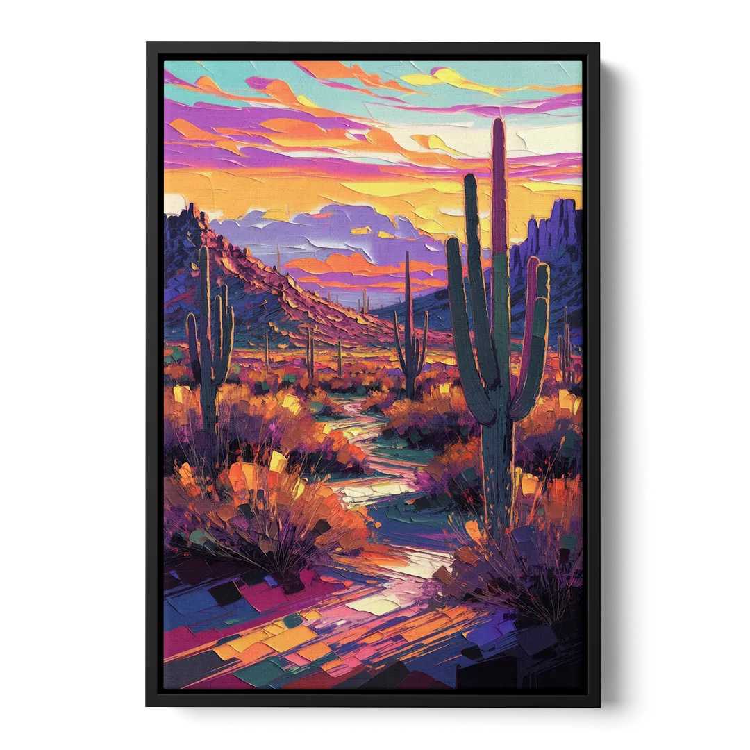 Scottsdale Desert Sunset Front - Black Canvas Wall Art