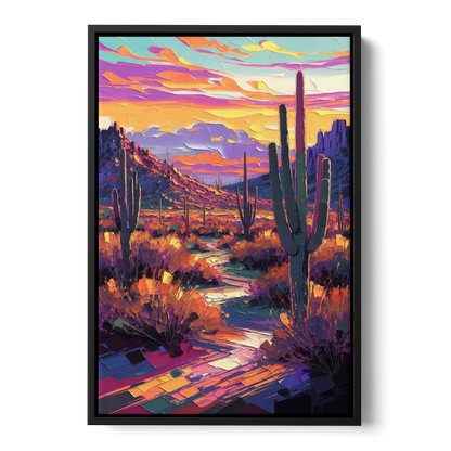 Scottsdale Desert Sunset Front - Black Canvas Wall Art