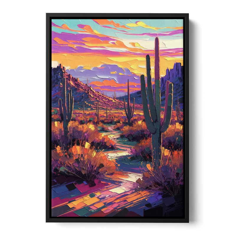 Scottsdale Desert Sunset Front - Black Canvas Wall Art