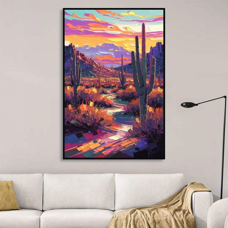 Scottsdale Desert Sunset Sitting Room - Black Canvas Wall Art