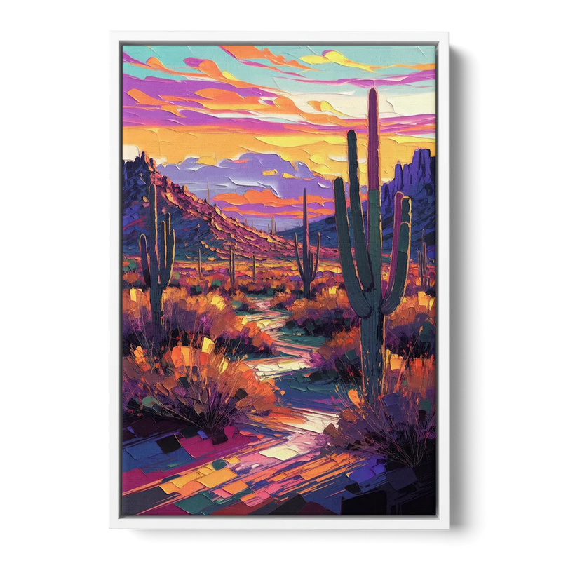Scottsdale Desert Sunset Front - White Canvas Wall Art