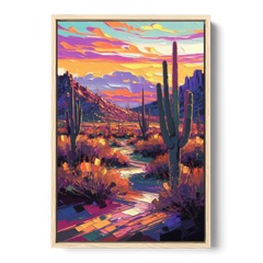 Scottsdale Desert Sunset - Oak Framed Canvas Wall Art - Front