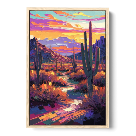 Scottsdale Desert Sunset - Oak Framed Canvas Wall Art - Front