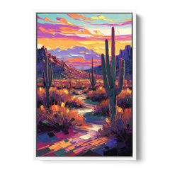 Scottsdale Desert Sunset - White Framed Canvas Wall Art - Front