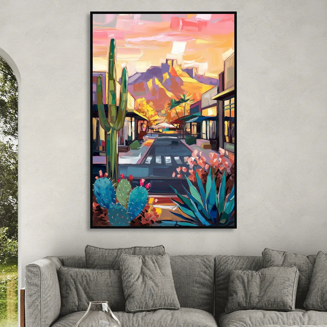 Scottsdale Downtown Vibes Sitting Room - Black Canvas Wall Art