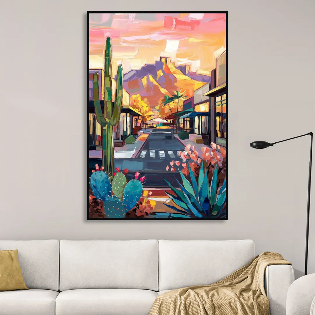 Scottsdale Downtown Vibes Living Room - Black Canvas Wall Art