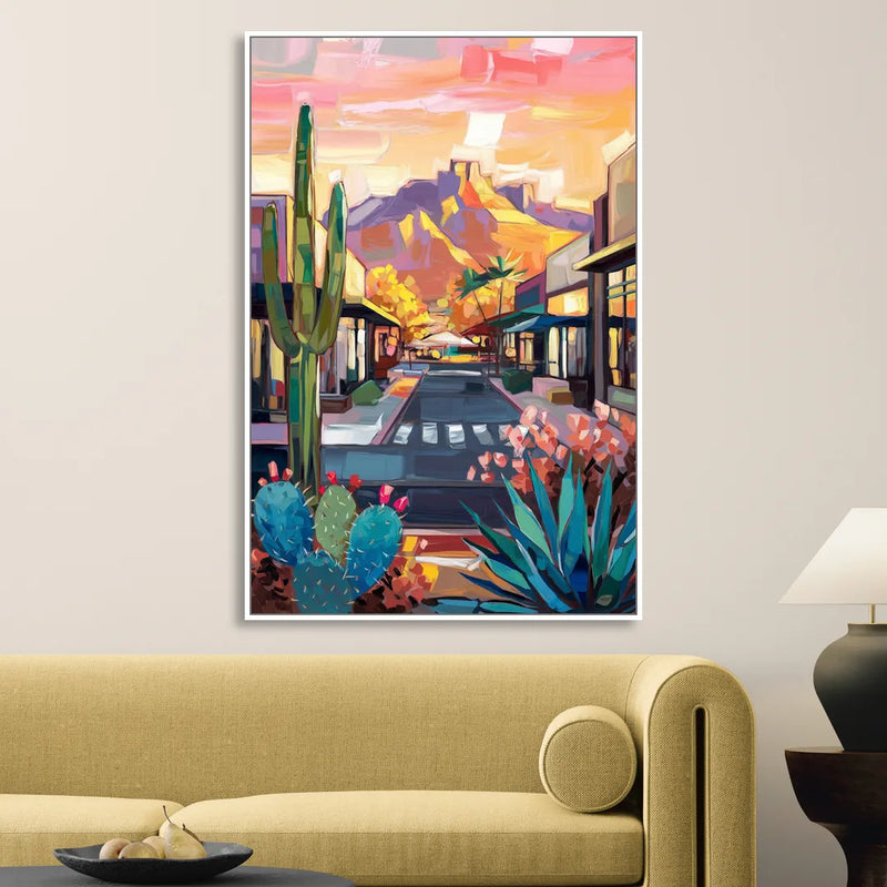 Scottsdale Downtown Vibes Sitting Room - White Canvas Wall Art