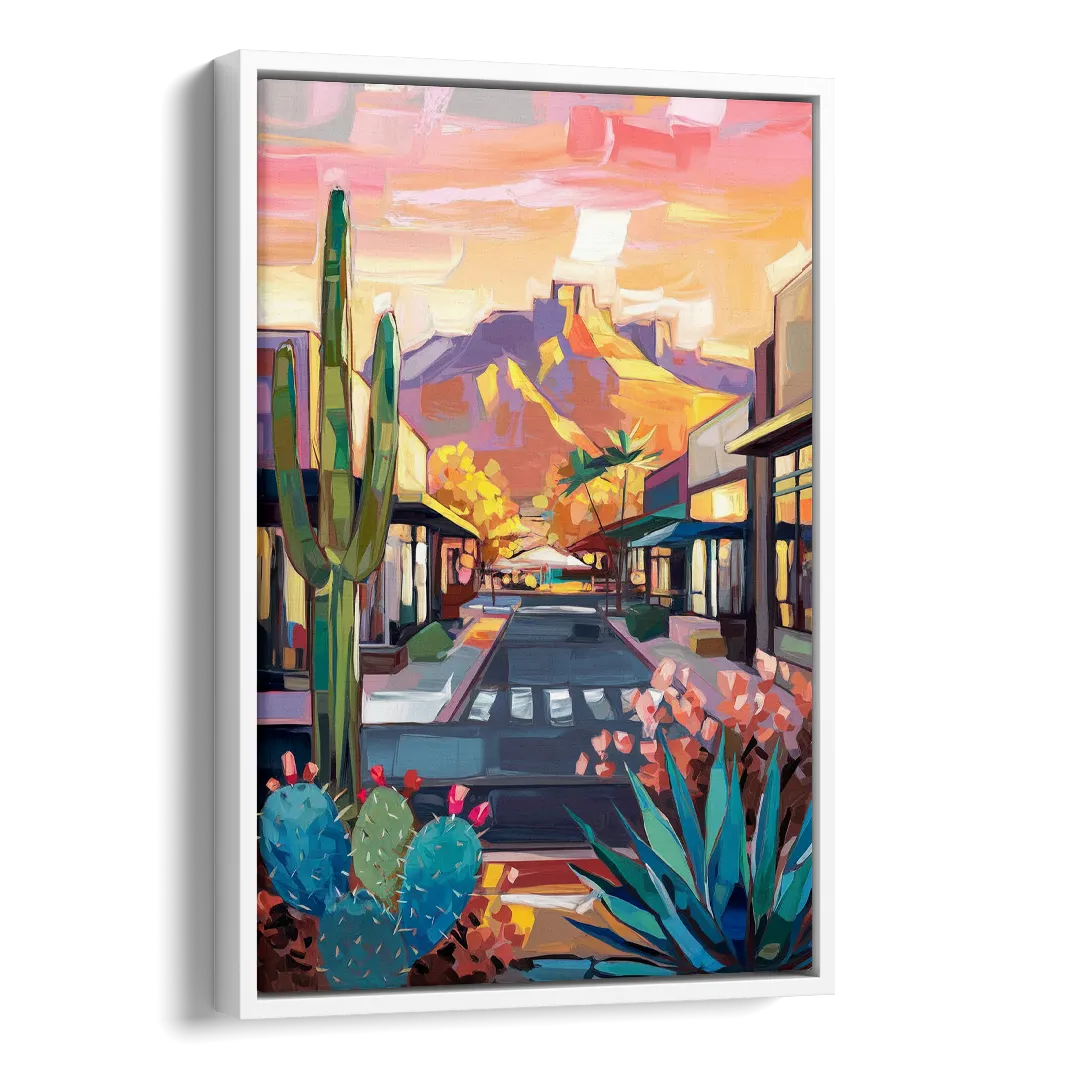 Scottsdale Downtown Vibes Side - White Canvas Wall Art