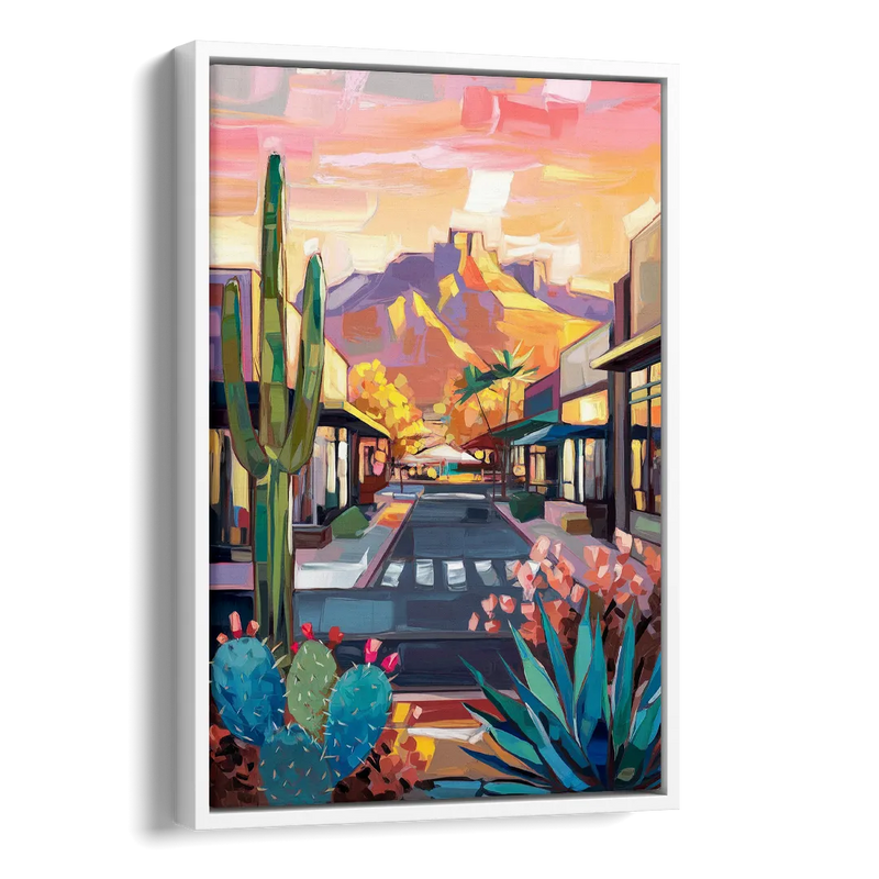 Scottsdale Downtown Vibes Side - White Canvas Wall Art