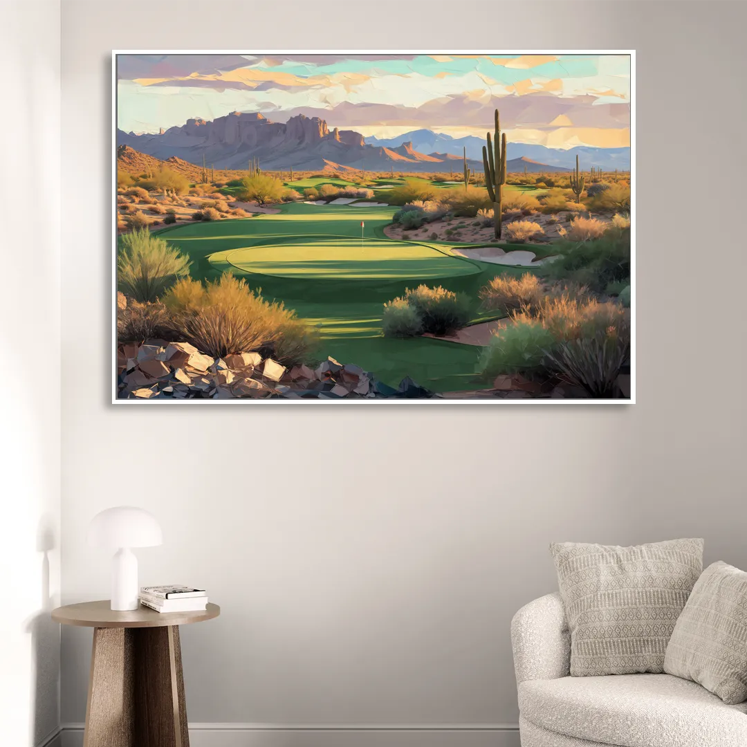 Scottsdale Golf Paradise Living Room - White Canvas Wall Art