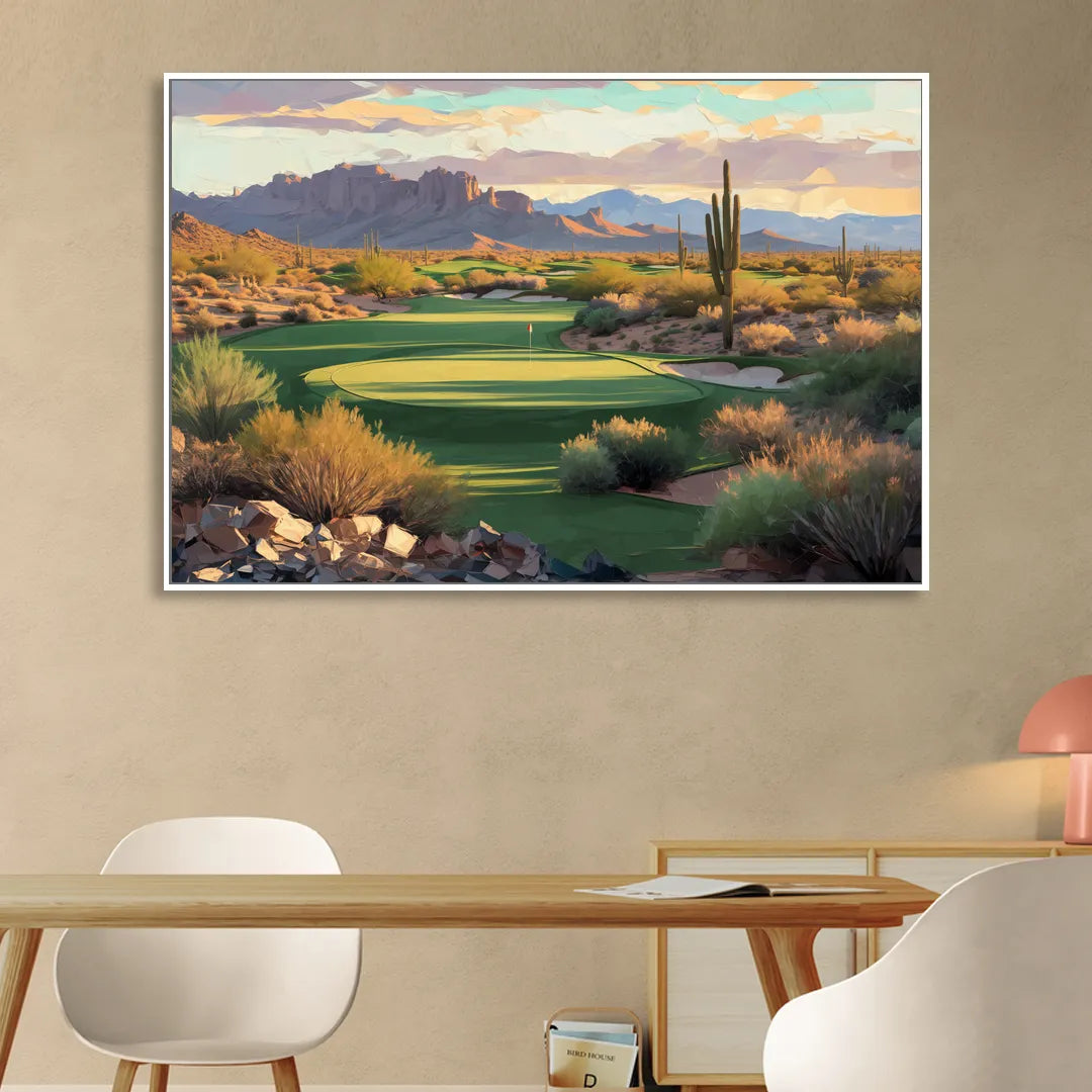 Scottsdale Golf Paradise Sitting Room - White Canvas Wall Art