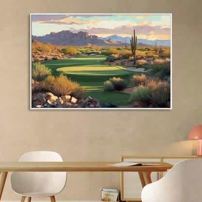 Scottsdale Golf Paradise Sitting Room - White Canvas Wall Art