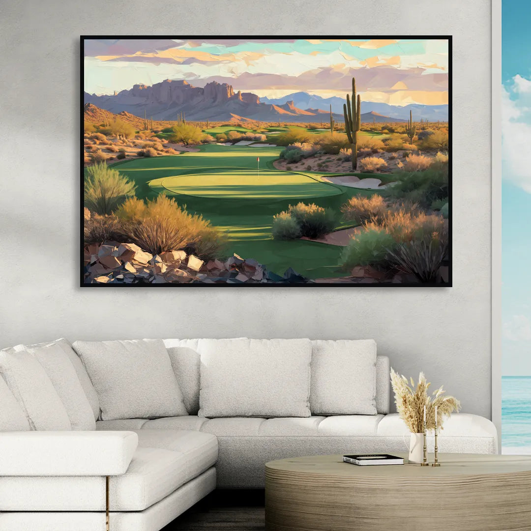 Scottsdale Golf Paradise Sitting Room - Black Canvas Wall Art